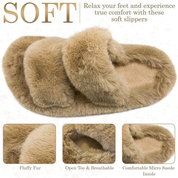 B. Encore Slippers for Woman. Soft Indoor Outdoor Open Toe Winter Slippers - Picture 2 of 5